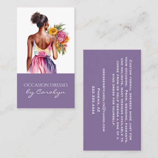 Formal Dress Wedding Seamstress Business Card Visitenkarte (Vorne/Hinten)