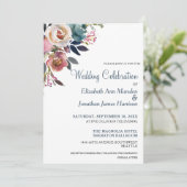 Formal Dusty Blue Champagner Wein Blumenzwiebeln Einladung (Stehend Vorderseite)