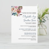 Formal Dusty Blue Champagner Wein Blumenzwiebeln Einladung (Stehend Vorderseite)