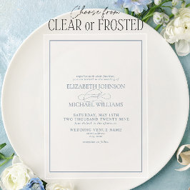 Formal Dusty Blue Classic Script Wedding Acryleinladungen