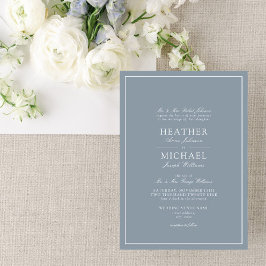Formal Dusty Blue Classic Script Wedding Einladung