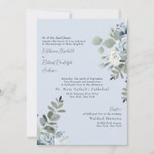 Formal Dusty Blue Floral Bride Eltern II Hochzeit Einladung (Vorderseite)