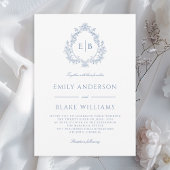 Formal Dusty Blue Monogram Wedding Wappen Einladung