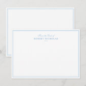 Formal Dusty blue  Script Two Border Stationery Mitteilungskarte (Vorne/Hinten)
