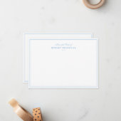 Formal Dusty blue  Script Two Border Stationery Mitteilungskarte (Vorderseite/Rückseite Beispiel)