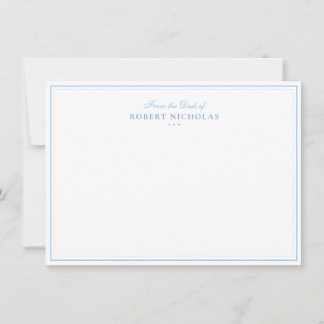 Formal Dusty blue  Script Two Border Stationery Mitteilungskarte