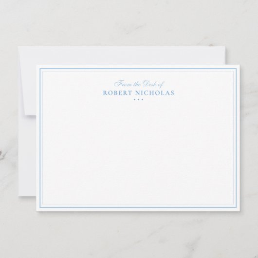 Formal Dusty blue  Script Two Border Stationery Mitteilungskarte (Vorderseite)