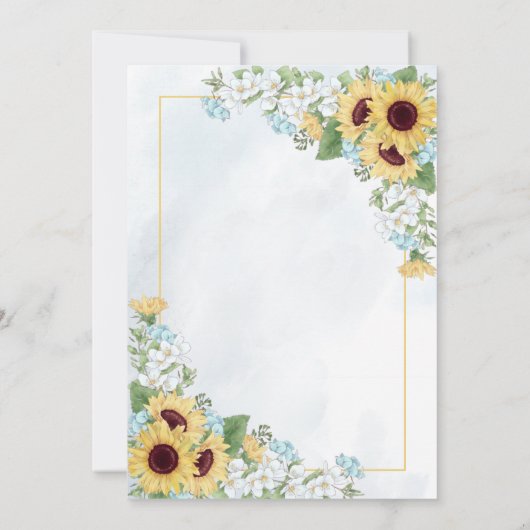 Formal Dusty Blue Sunflower Blumenzellenschrift Ho Einladung (Rückseite)