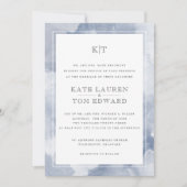 Formal Dusty Blue Watercolor Monogram Wedding Einladung (Vorderseite)