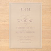 Formal Dusty Rose Monogram Calligraphy Wedding Acryleinladungen (Vorderseite)