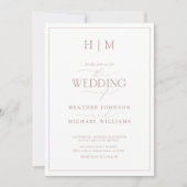 Formal Dusty Rose Monogram Calligraphy Wedding Einladung (Vorderseite)