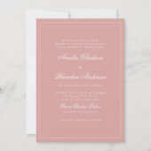 Formal Dusty Rose & White Border Script Wedding Einladung (Vorderseite)