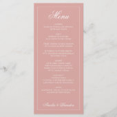 Formal Dusty Rose & White Border Script Wedding Menükarte (Vorderseite)
