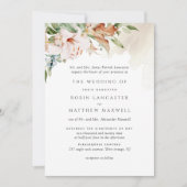 Formal Earthy Blooms Elegant Beige Hochzeit Einladung (Vorderseite)