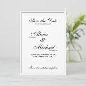 Formal elegant black and white classic wedding save the date (Stehend Vorderseite)