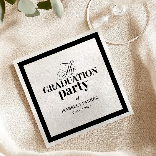 Formal Elegant Black and White | Graduation Party Serviette