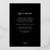 Formal Elegant Black Gold Script Photo Graduation Folieneinladung (Rückseite)