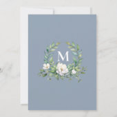 Formal Elegant Blue Floral Wappen Monogram Wedding Einladung (Rückseite)