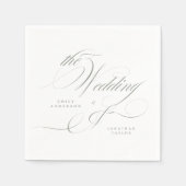 Formal Elegant Calligraphy Gray Green Wedding Serviette (Vorderseite)