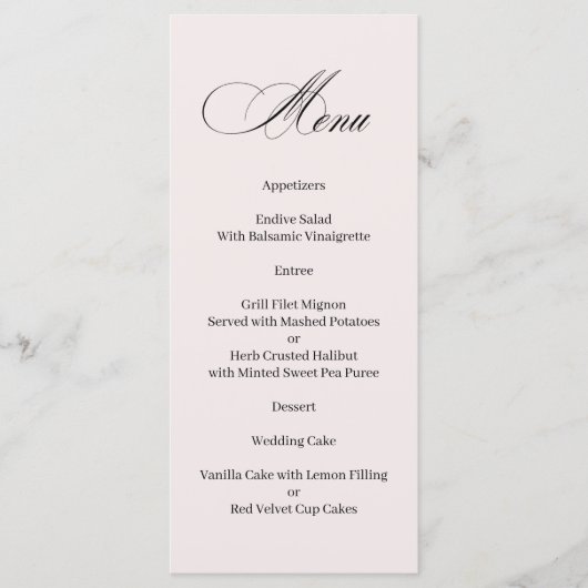 Formal Elegant Calligraphy Menu Menükarte (Vorderseite)