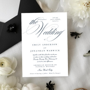 Formal Elegant Calligraphy Navy Blue The Wedding Einladung