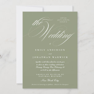 Formal Elegant Calligraphy Sage Green The Wedding Einladung