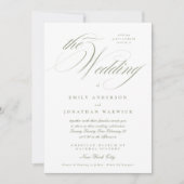 Formal Elegant Calligraphy Sage Green The Wedding Einladung (Vorderseite)
