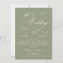Formal Elegant Calligraphy Sage Green Wedding
