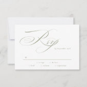 Formal Elegant Calligraphy Sage Green Wedding RSVP Karte (Vorderseite)