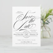 Formal Elegant Calligraphy Wedding Website Photo Save The Date (Stehend Vorderseite)