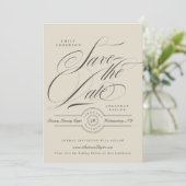 Formal Elegant Calligraphy Wedding Website Photo Save The Date (Stehend Vorderseite)