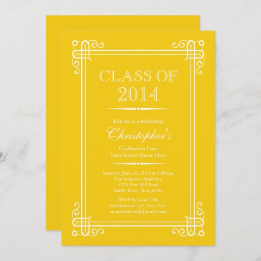 Formal Elegant Class of 2014 Graduation Party Einladung (Vorne/Hinten)