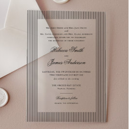 Formal Elegant Classic Black Stripes Wedding Acryleinladungen