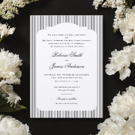 Formal Elegant Classic Black Stripes Wedding Einladung