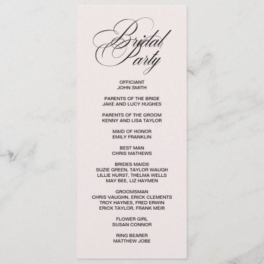 Formal Elegant double side program card Programm (Rückseite)