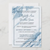 Formal Elegant Dusty Blue Marble Wedding Einladung (Vorderseite)