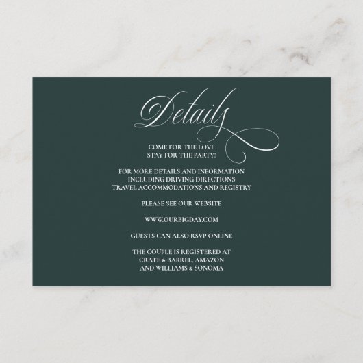 Formal Elegant Enclosure Card Details Begleitkarte (Vorderseite)