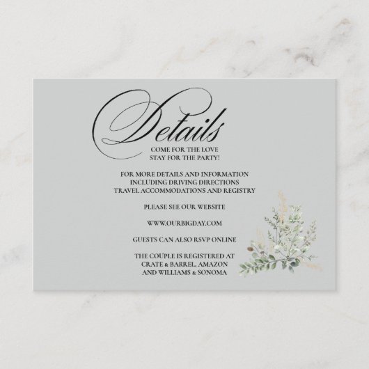 Formal Elegant Enclosure Card Details Begleitkarte (Vorderseite)