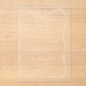 Formal Elegant Gold Bow Monogram Acryleinladungen (Vorderseite)