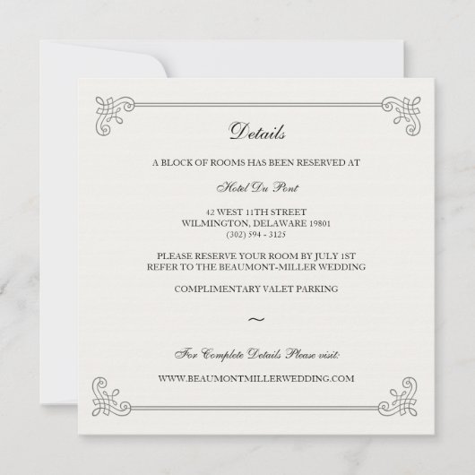 Formal Elegant | Guest Information Card Ankündigung (Vorderseite)
