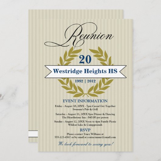 Formal Elegant High School Wiedersehen Einladung (Vorne/Hinten)