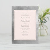 Formal & elegant Hochzeitsrosa & Silber Einladung (Stehend Vorderseite)