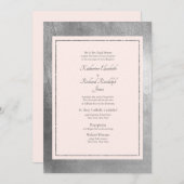Formal & elegant Hochzeitsrosa & Silber Einladung (Vorne/Hinten)