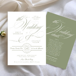 Formal Elegant Sage Green Wedding | Details Einladung