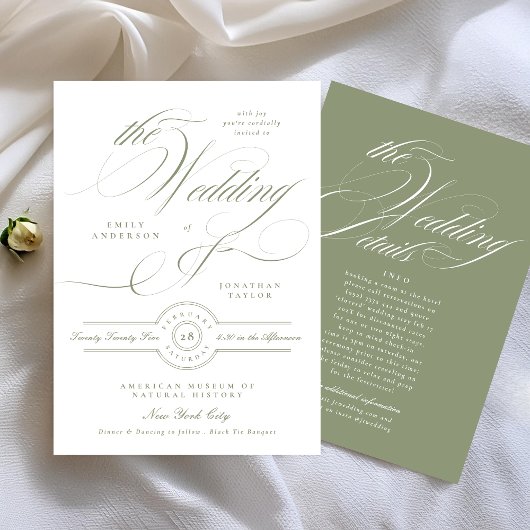 Formal Elegant Sage Green Wedding | Details Einladung