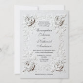 Formal Elegant Script Faux Embossed Roses Wedding Einladung (Vorderseite)