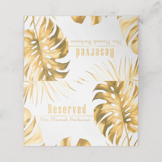 Formal Elegant Trendy Gilded Gold Monstera Print Platzkarte (Außenseite Aufgefaltet)
