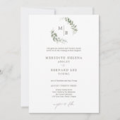 Formal Elegante Botanische Hochzeitmonogramm Detai Einladung (Vorderseite)