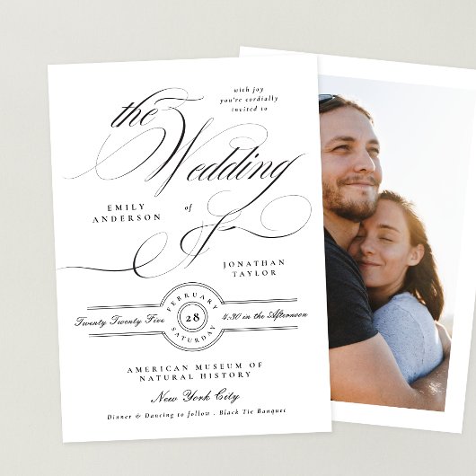 Formal Elegante Calligrafy Black Krawatte Foto Hoc Einladung