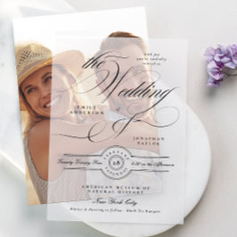 Formal Elegante Calligrafy Black Krawatte Hochzeit Pergament Einladungen